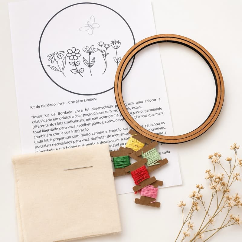 Kit bordado com bastidor para iniciante