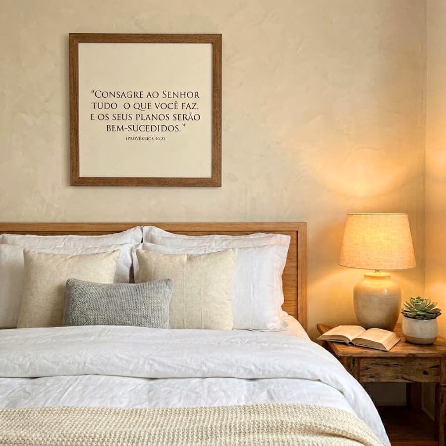 Quadro Decorativo Versículo Bíblico Provérbios 16:3 Com Moldura Quadro 38cm Consagre Ao Senhor