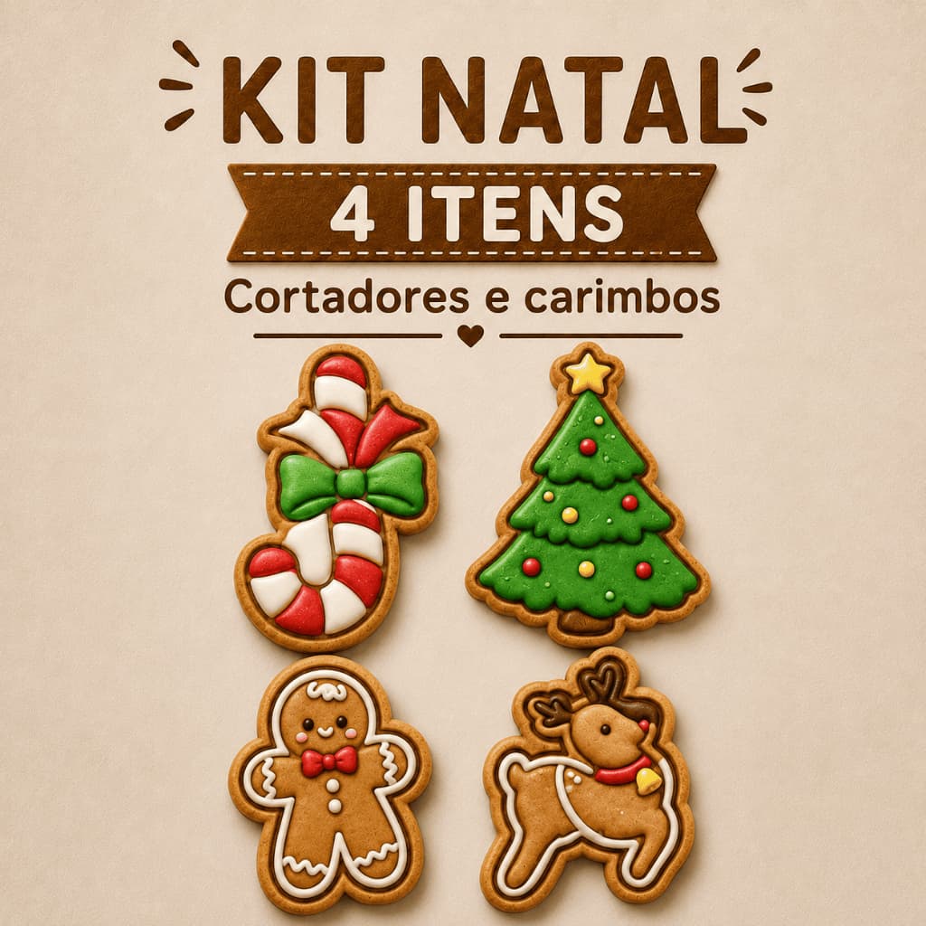 Kit Cortadores de Biscoito Natal - 4 unid