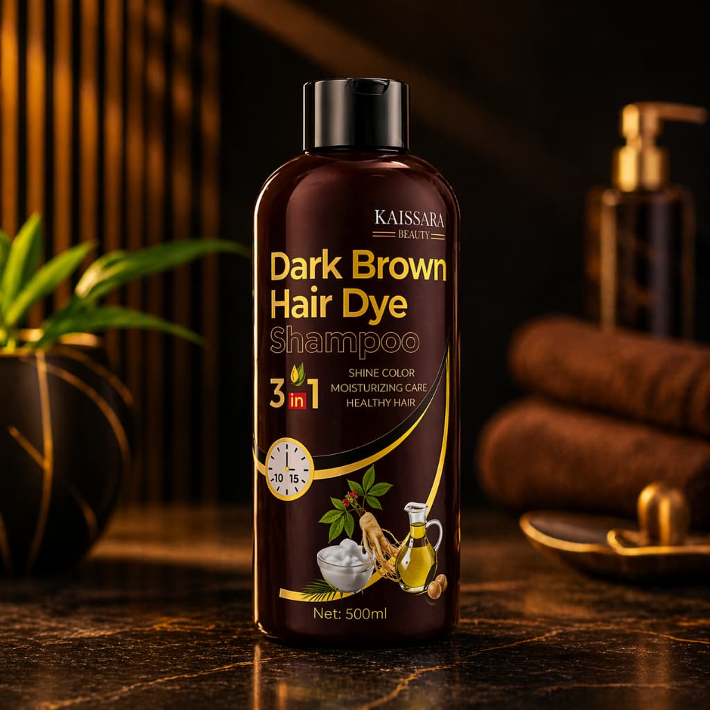 Shampoo Tonalizante Castanho Escuro 3 em 1 Cobre Brancos Hidrata e Dá Brilho 500ml - KAISSARA
