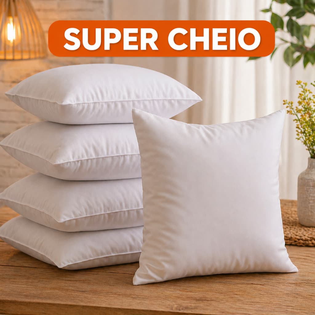 KIT 4 ENCHIMENTOS PARA ALMOFADA 45x45 FLOCOS MACIA ANTIALÉRGICA P/ SOFÁ CAMA DECORATIVA