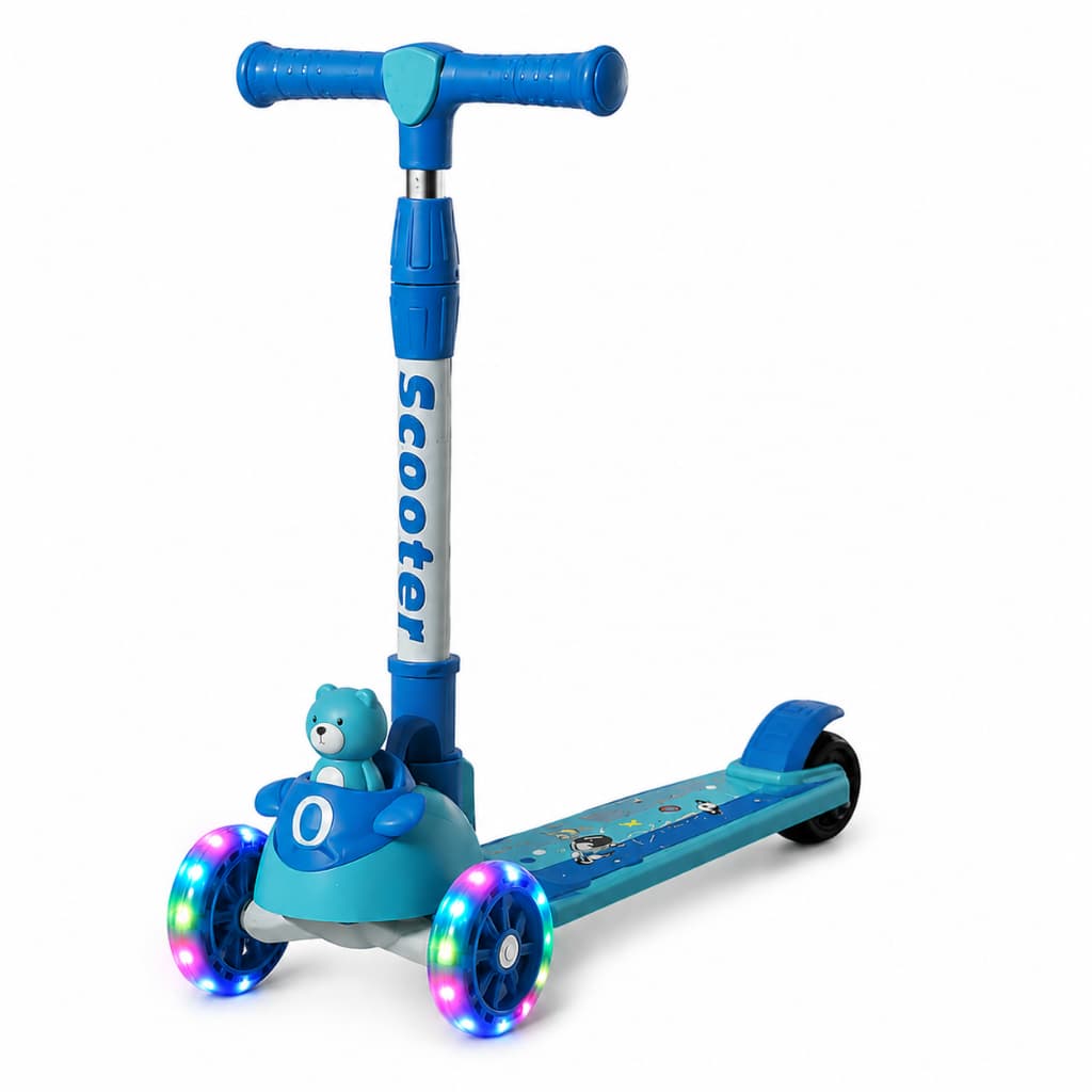 Patinete Infantil 3 Rodas com Luz LED Rodas Luminosas Som Musical