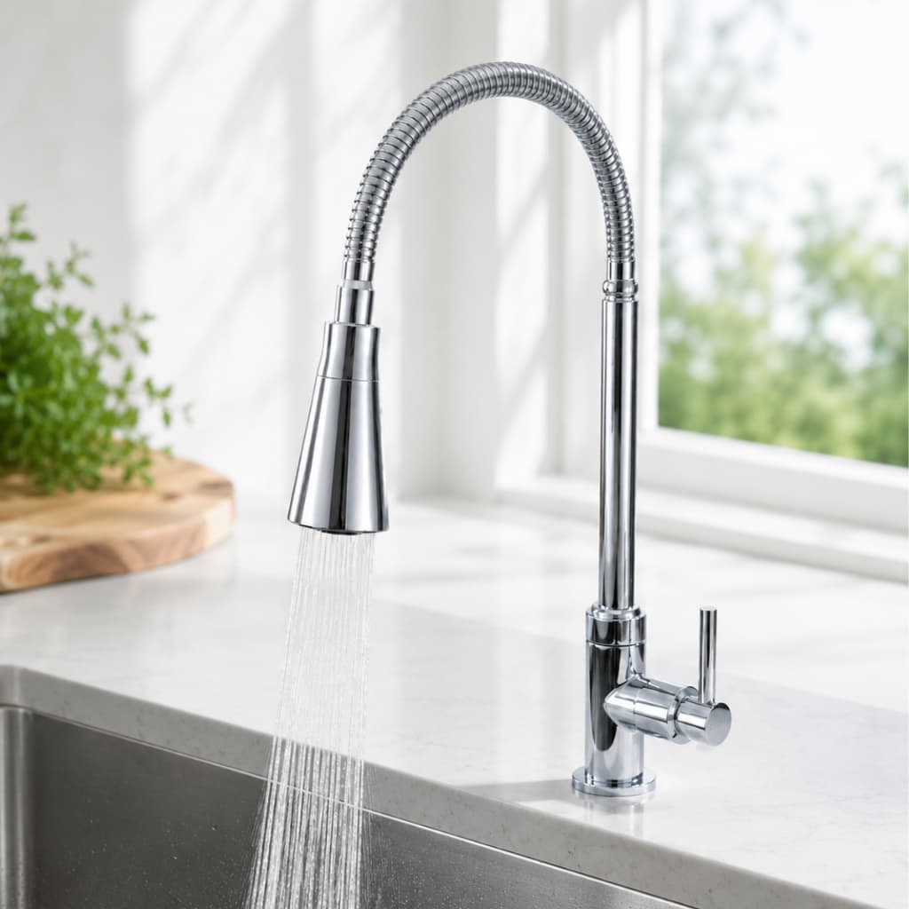Torneira Para Cozinha de Bancada Jato Duplo Flexivel Goumert Abs Cromado Torneira Para Cozinha