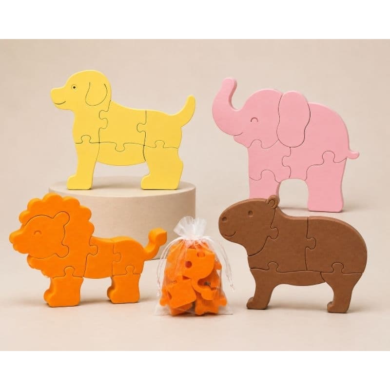 Quebra-cabeça 3D Leão/Elefante/Cachorro/Capivara Montessori–Brinquedo Educativo e Decorativo/Consulte cores disponíveis