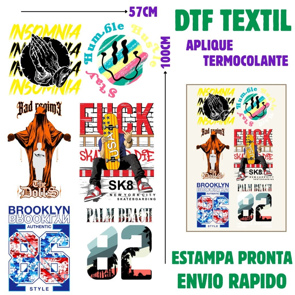Aplique Termocolante DTF Textil Estampa Pronta Para Camisetas 6060-80 Envio 24hs