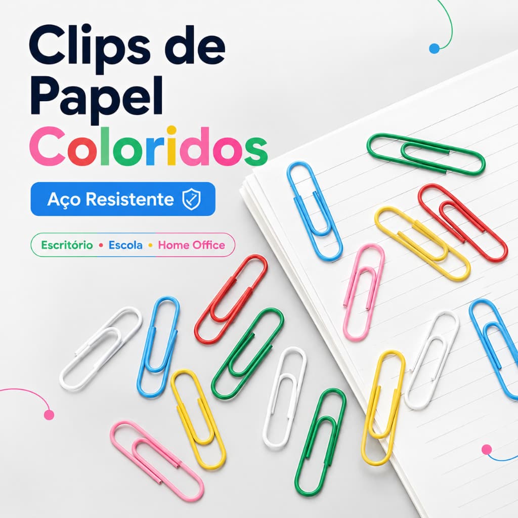 Clips Papel Coloridos Predendor Aço P/ Escritorio Escola Papelaria Fofa Organização Documentos