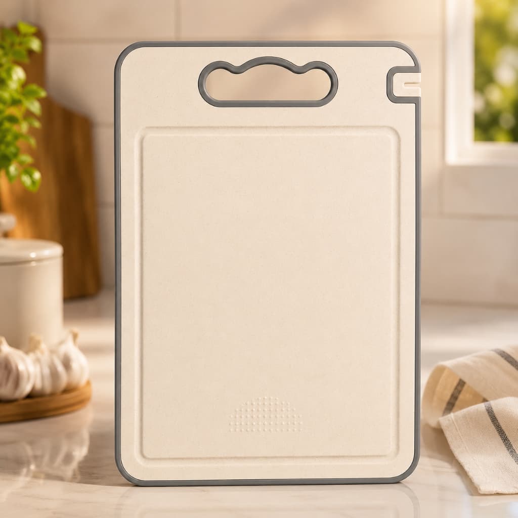 Tábua de Corte 36cm Multiuso Resistente para Carnes Frutas Legumes e Verduras Dupla Face Bege