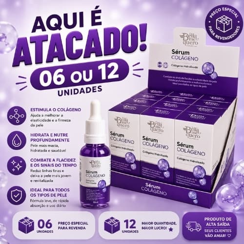 Display 12 Unidades ou Kit 06 Unidades Sérum Colágeno