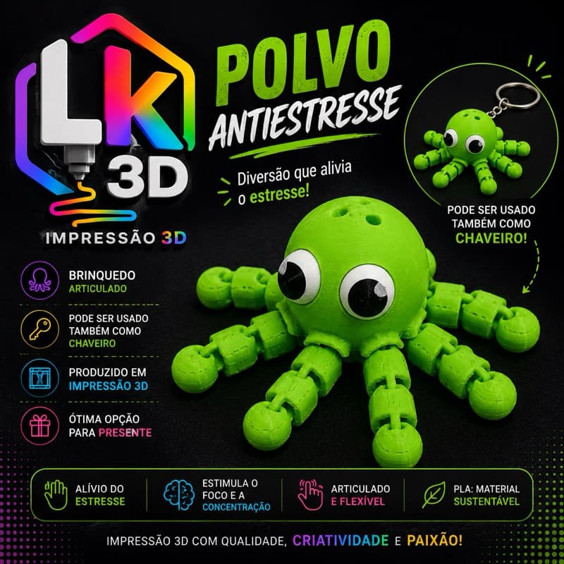 Polvo sensorial | Antiestresse| Brinquedo | Impressão 3D