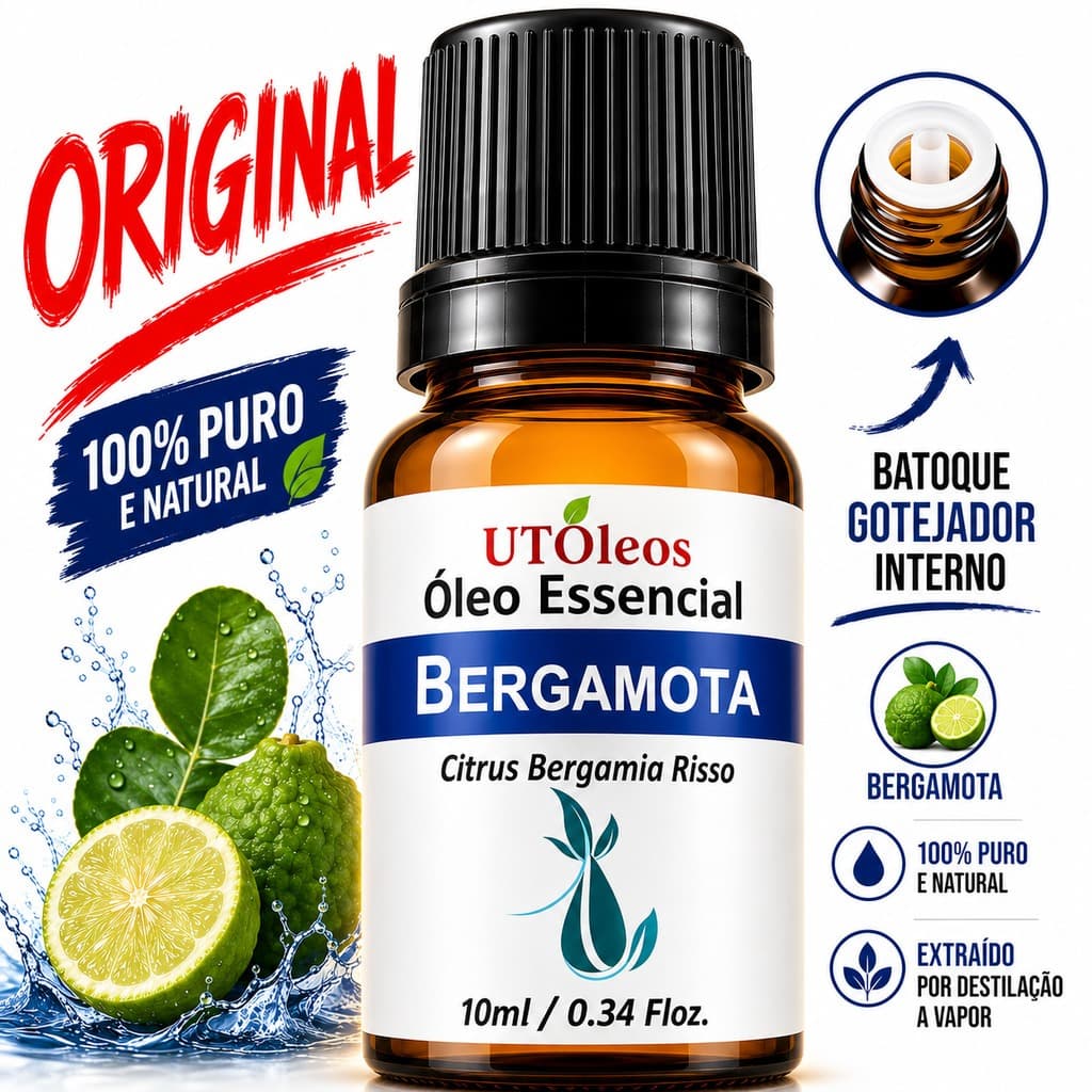 Oleo Essencial de Bergamota 100% Puro 10ml Ambiente Umidificador Casa Quarto Sala Difusor Eletrico