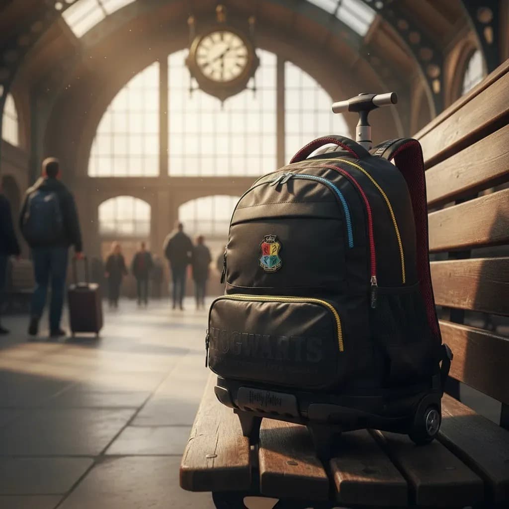 Mochila 2 em 1 Costas e Rodas Escolar  Harry Potter Hogwarts