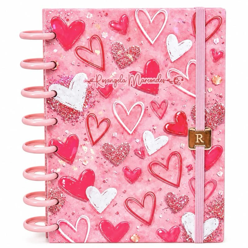 Caderno Personalizado com Nome A4 Capa Dura | 10 Matérias + Discos Inteligentes + Planner Completo