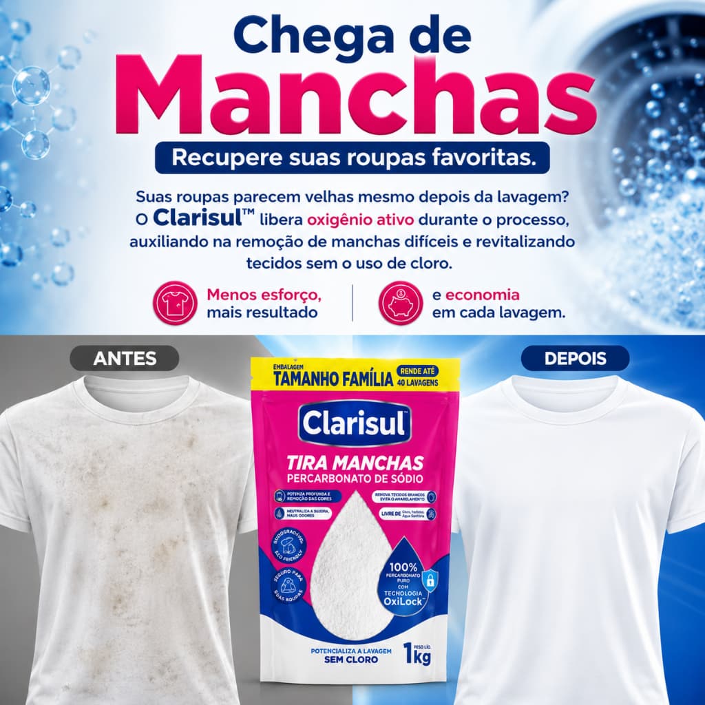 Percabonato de Sódio Calisul 1 Kg - ROUPAS BRANCAS E COLORIDAS E TAMBÉM AJUDA NA COZINHA