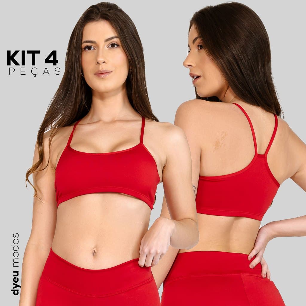 Kit 4 Tops Fitness Feminino Básico Nadador Alça Fina Academia Dyeu Modas