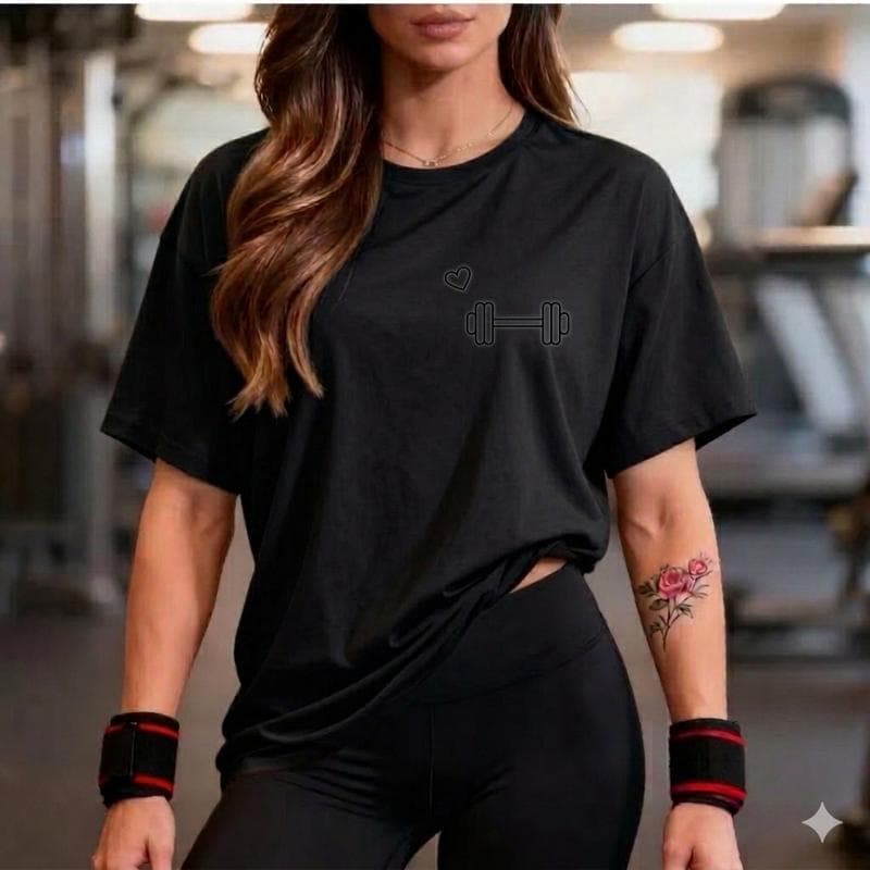 Camisetão T-shirt Oversized 100% Algodão Haltere Feminina Gym Treino Academia Fitness
