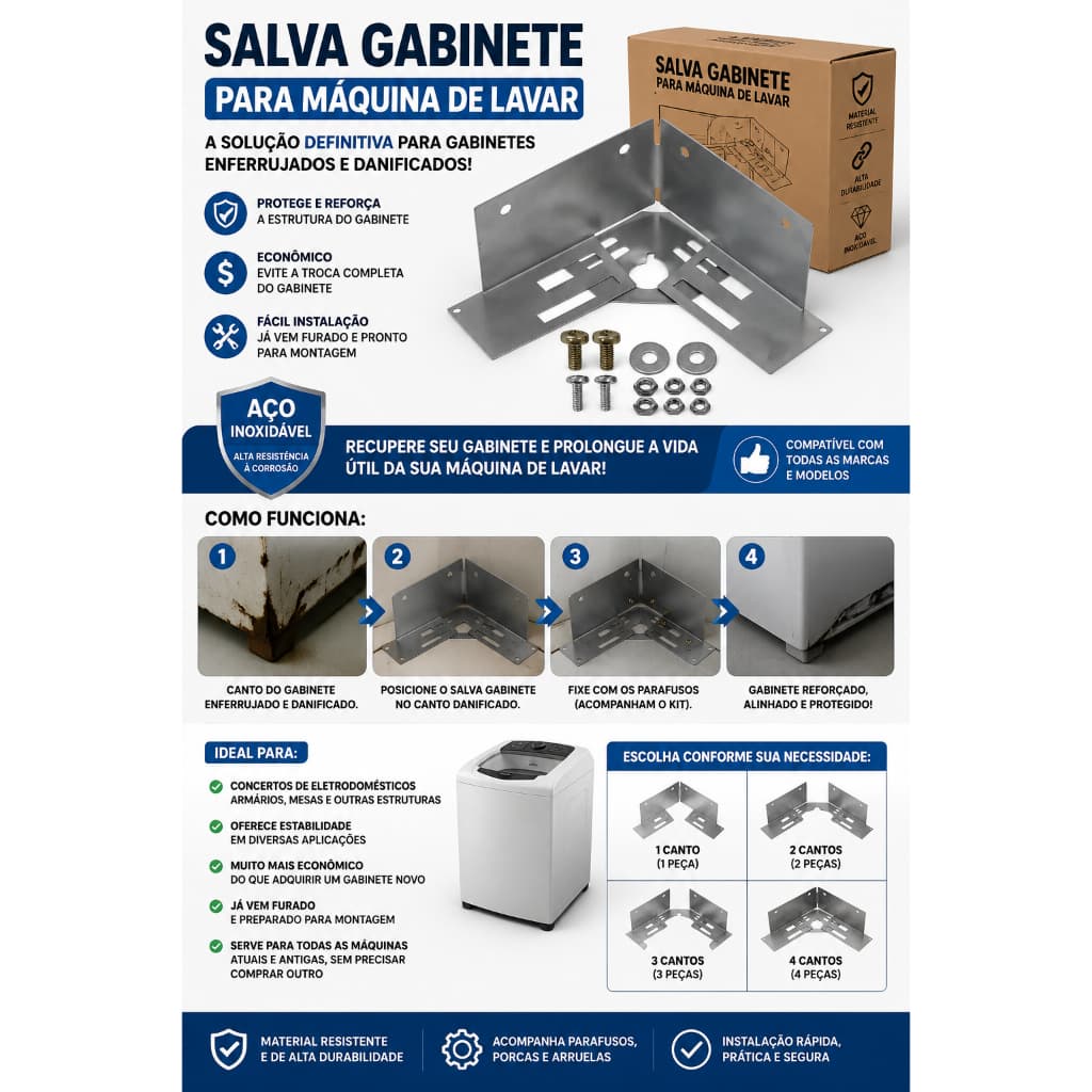 Kit Salva Gabinete Premium – Nivelador e Reforço para Máquinas de Lavar