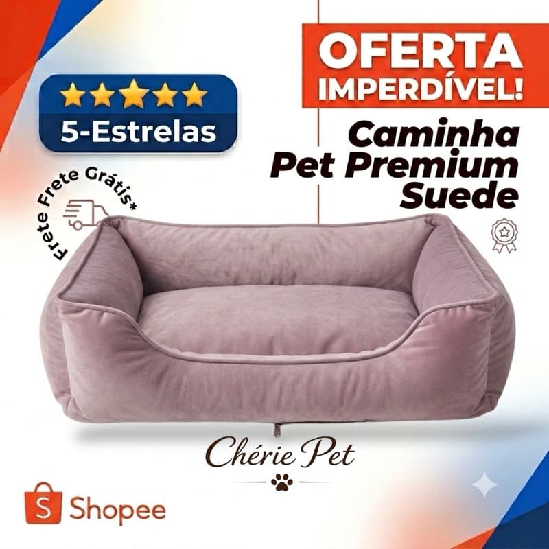 Caminha de Cachorro e Gato Premium em Suede / Fundo Impermeavel Enchimento de fibra Siliconada Removivel
