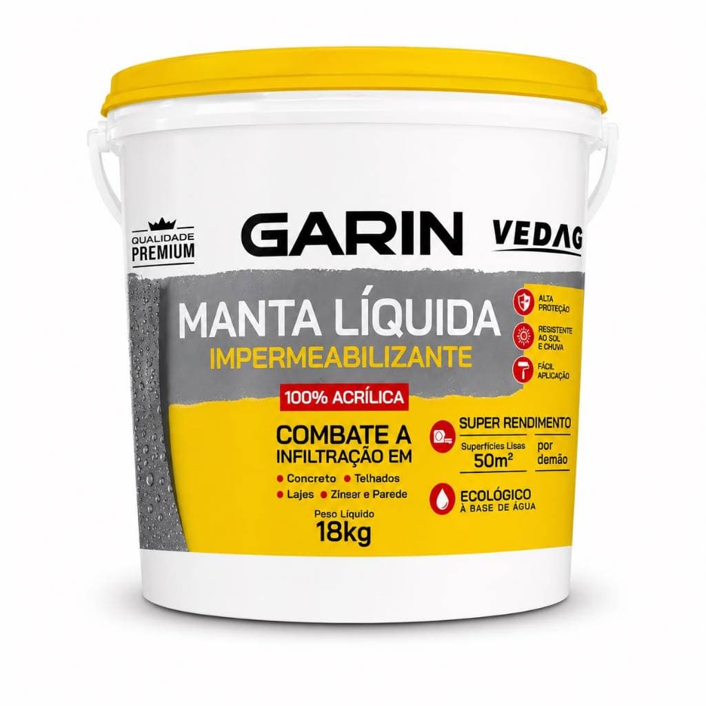 Manta Liquida Emborrachada Garin 18KG - Cor Ceramica Impermeabilizante para Laje, Telhado e Parede