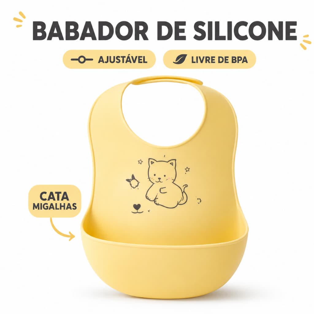 Babador de Silicone com pega migalhas para Bebê