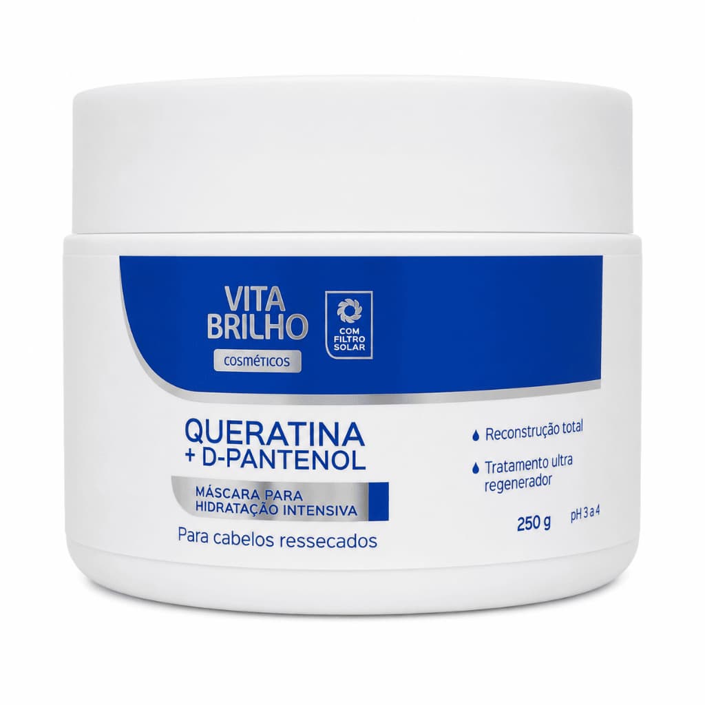 Máscara Capilar Queratina + D-Pantenol Vita Brilho 250g Hidratação Intensiva Reconstrução Capilar