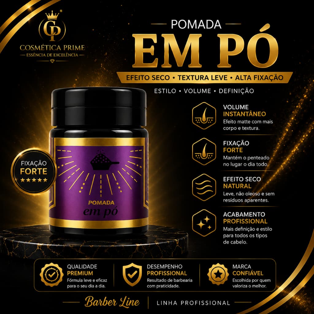 Pomada Em Pó Barber Line 10g Efeito Matte Volume Instantâneo Fixação Forte | Cosmética Prime