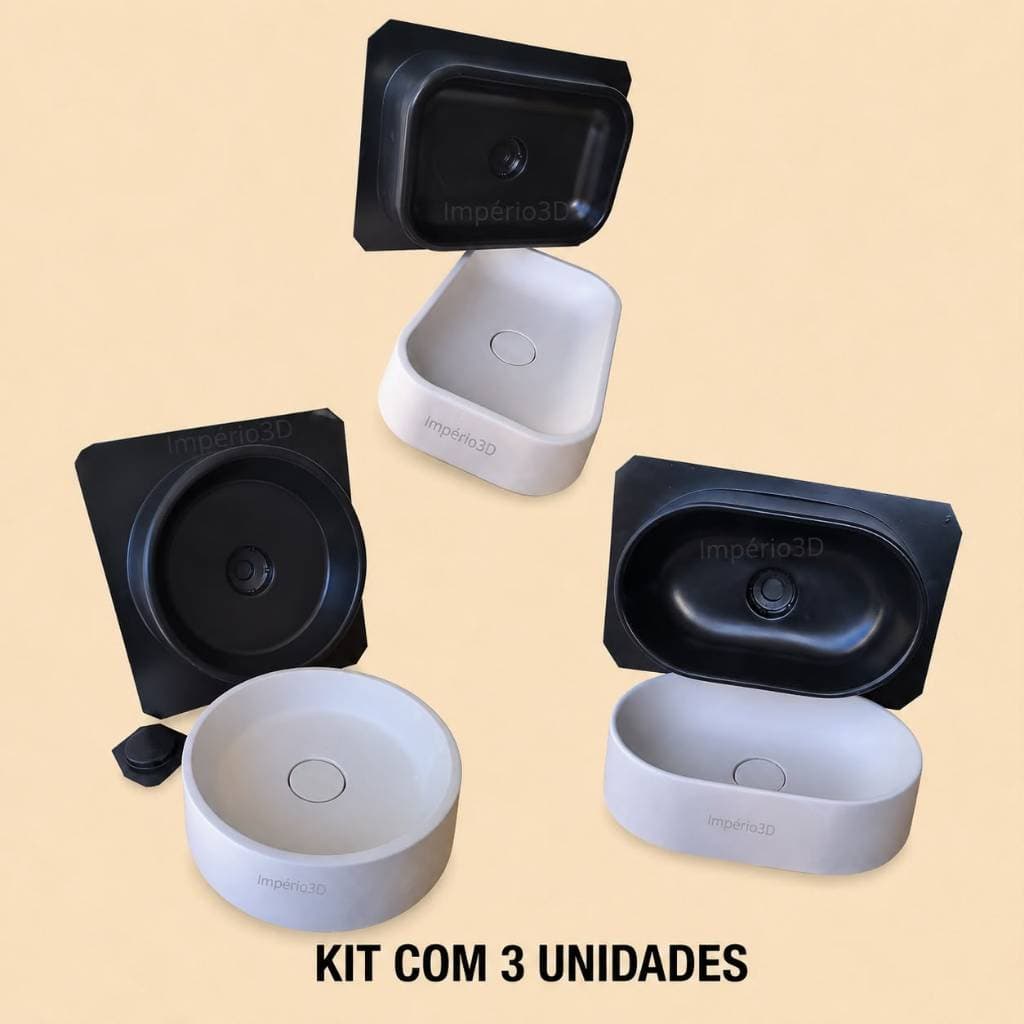 Kit 3 Formas De Cuba Sobrepor Ralo Invisivél 3 Unidades De Moldes Para Pia de Banheiro