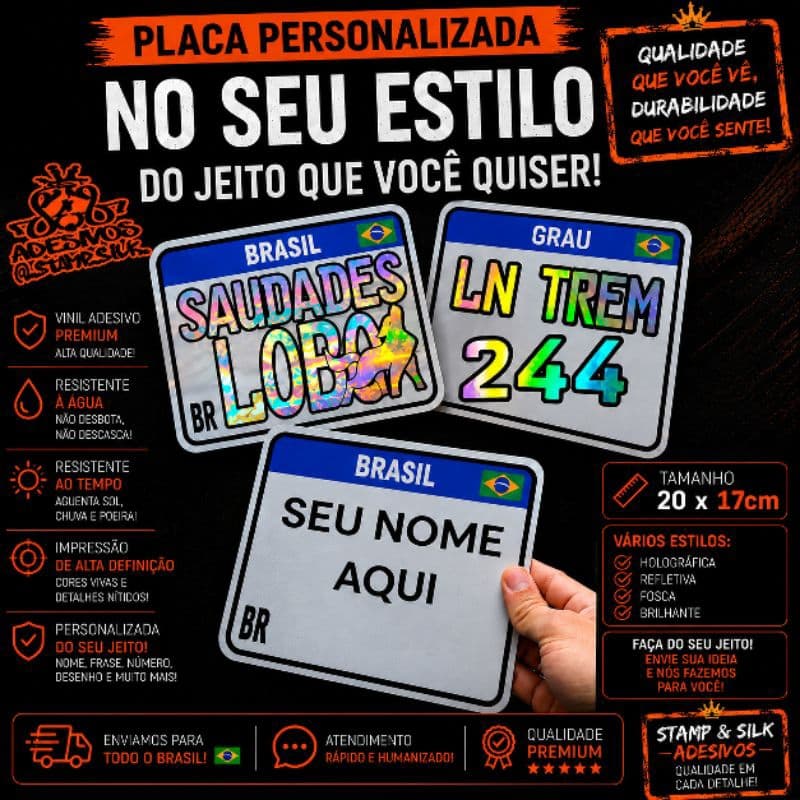 🔥 Placa Personalizada Premium Chapa Galvanizada + Vinil Adesivo À Prova D'Água