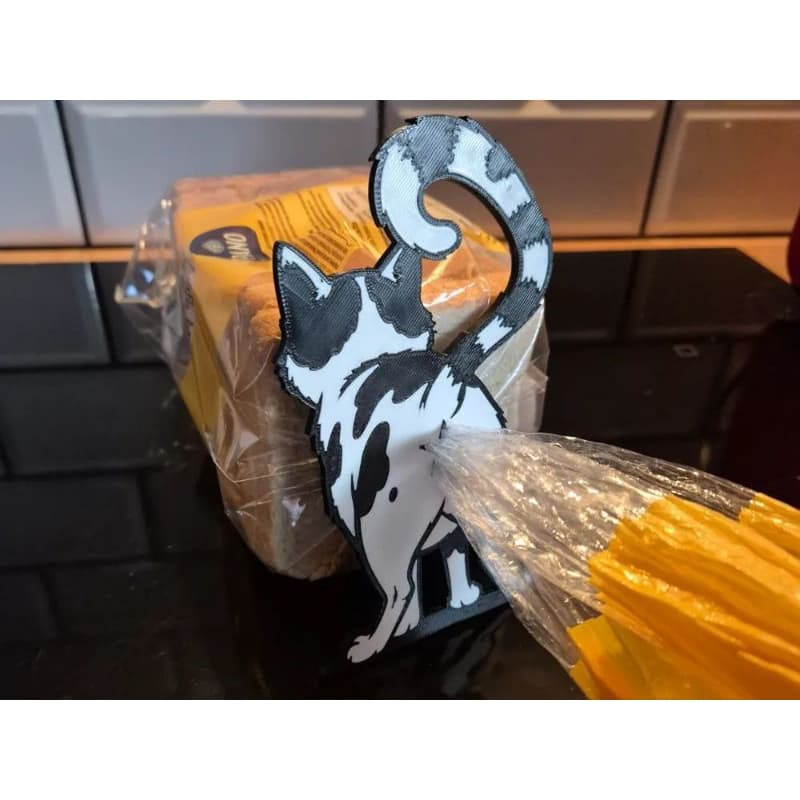 Fechador de Embalagens Gato Arteiro – Prendedor para Pão, Massas e Alimentos | Impressão 3D