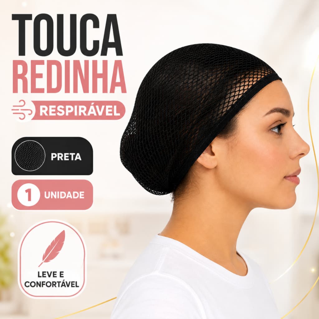 Touca Redinha de Cabelo Respirável Preta Nylon 1 Unidade