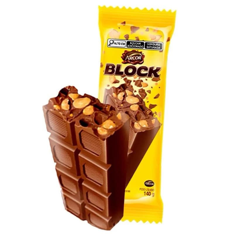 Barra de Chocolate Original Block Crocante Amendoim 140g PRONTA ENTREGA