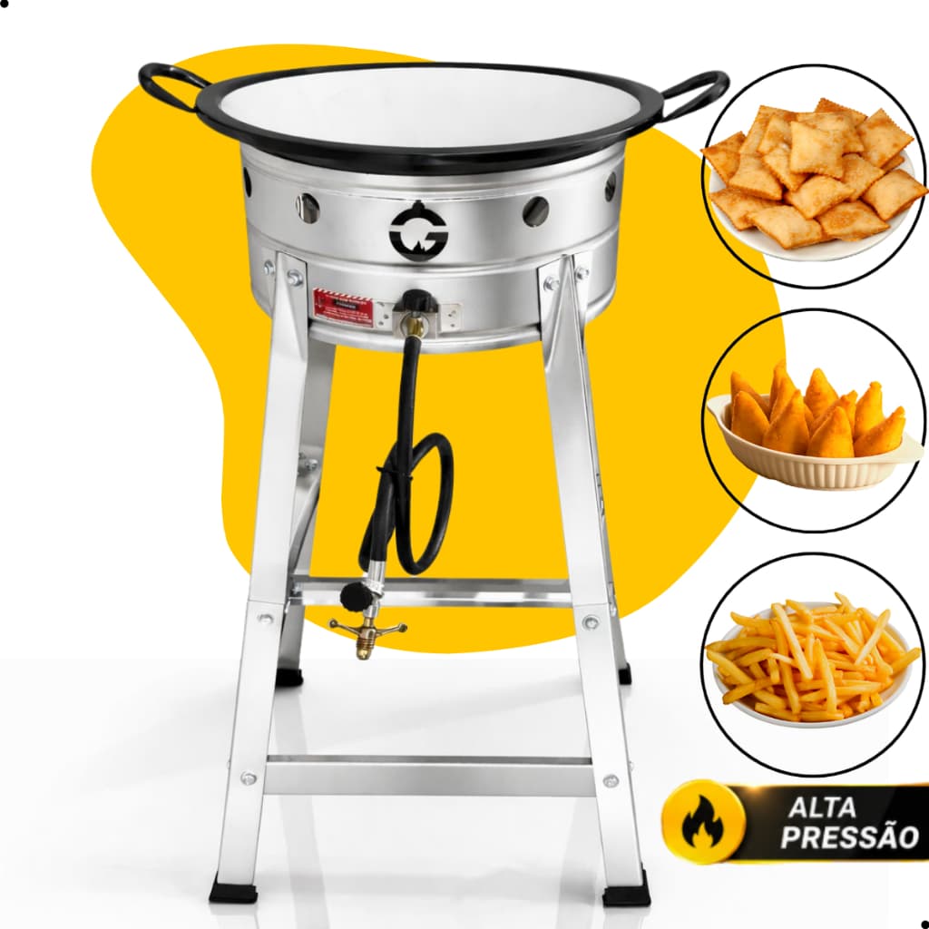 Fritadeira A Gás 7 Litros Inox Fritador Pasteleiro Tacho Nº16 Pastel Batata Salgado Fritura em Geral