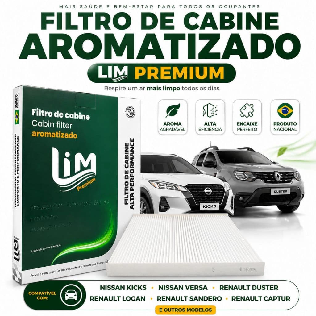 Filtro De Cabine Aromatizado Lim Premium Nissan Kicks Versa | Renault Duster Logan Sandero Captur