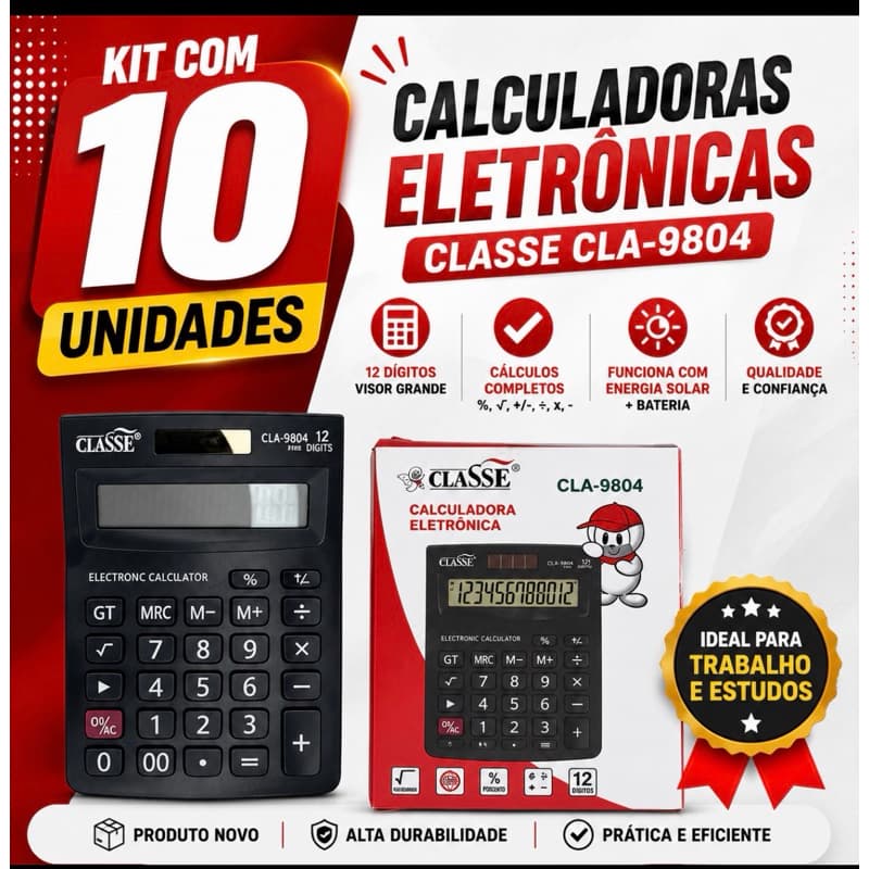 kit 10 CALCULADORA ELETRÔNICA CLA-9804