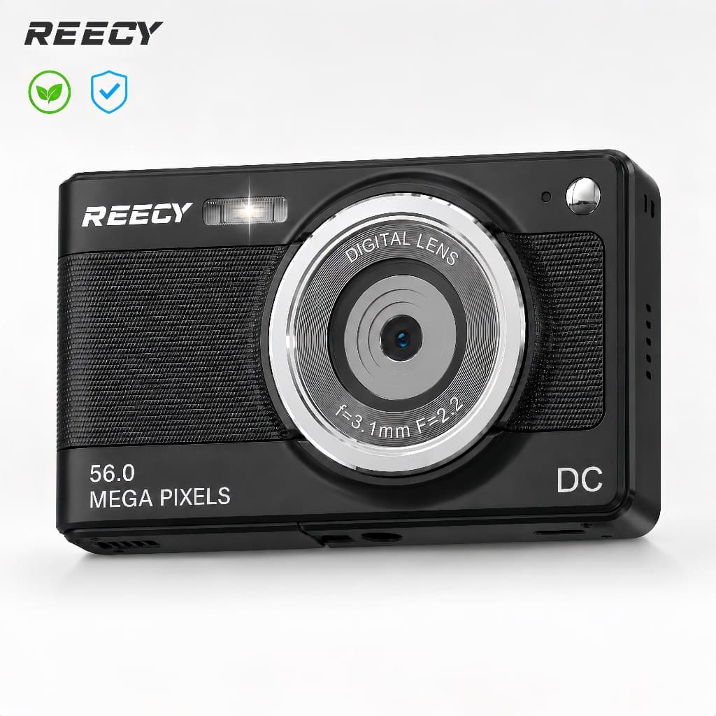 REECY Câmera Digital 56MP, 1080P HD, Bateria Trocável, Zoom 16X, Tela 2.88", Webcam, 32GB Grátis, Envio SP