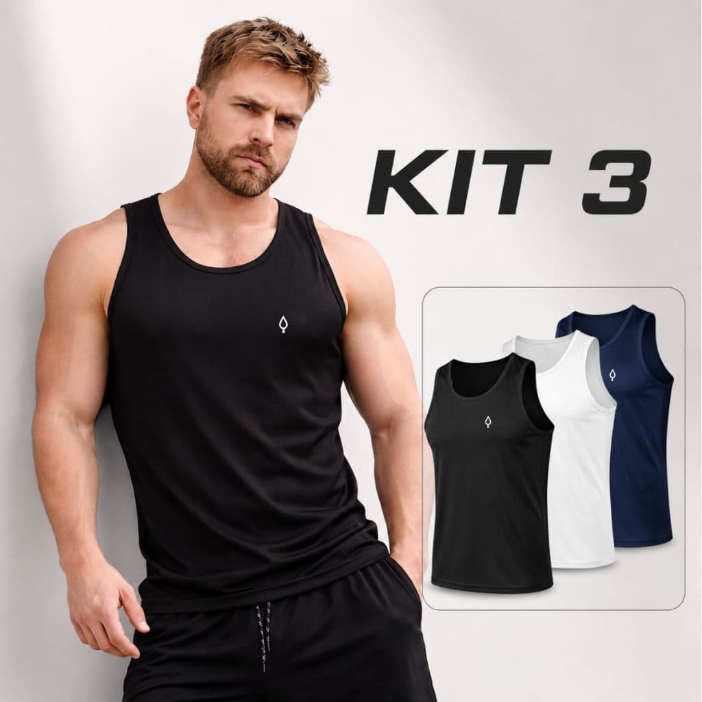 Kit 3 Regatas Masculina Dry Fit Academia Treino Blusa Básica Leve