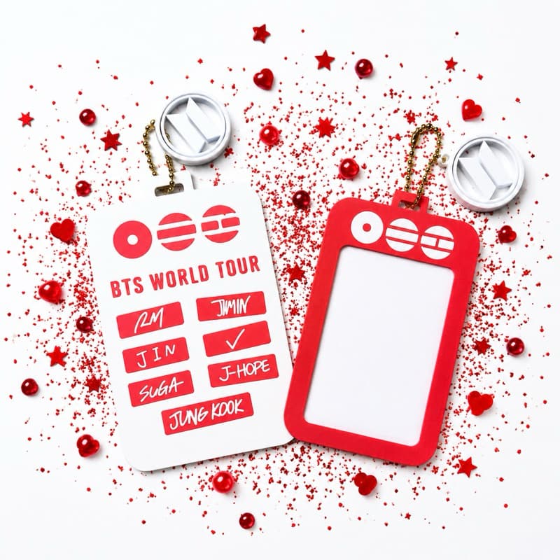 Holder BTS para Photocard BTS Arirang branco e vermelho feito para Army grátis pingente giratório