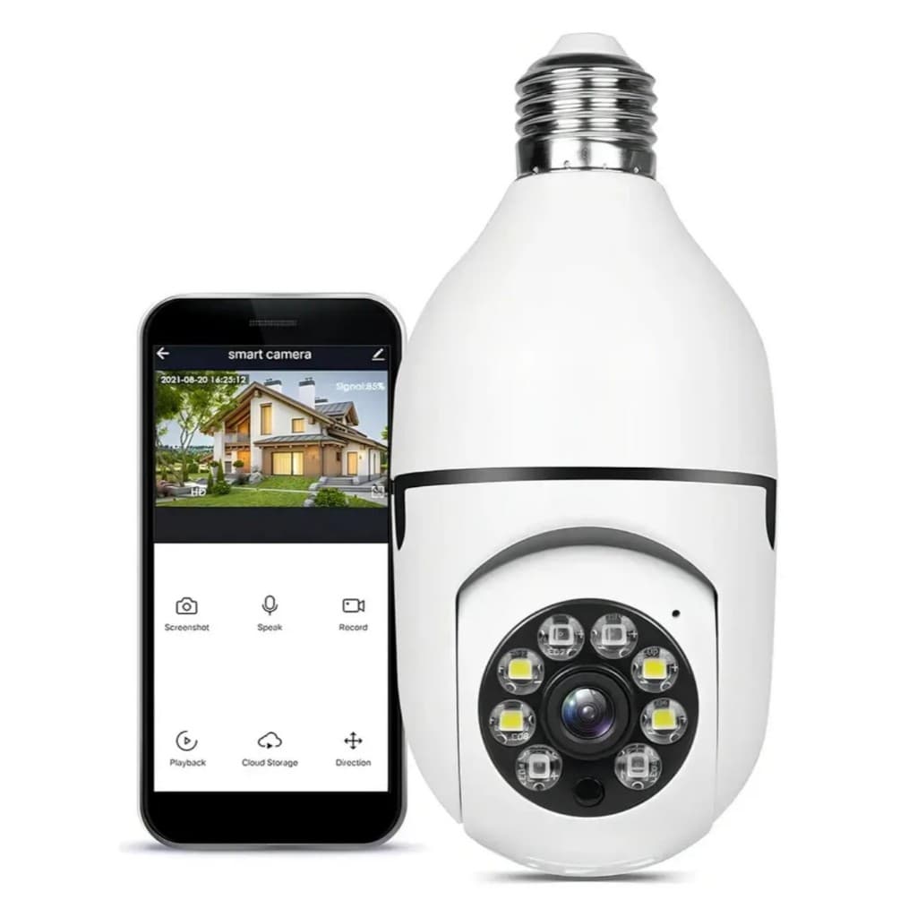 Câmera Lâmpada Wi-Fi IP 360° Full HD Visão Noturna Áudio Bidirecional Câmera Lâmpada Wi-Fi IP 360° Full HD Visão Noturna