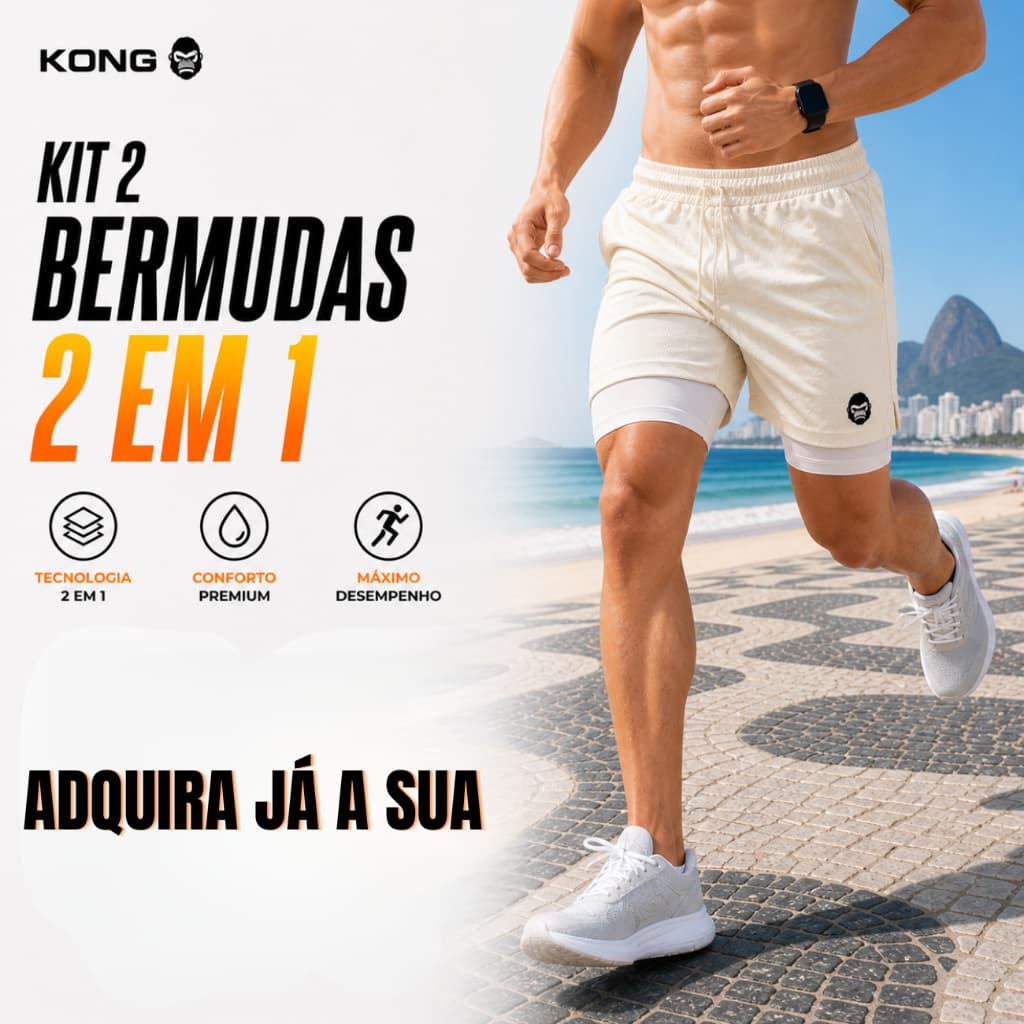 Kit 2 Shorts Esportivos 2 em 1 Fitness Para Academia