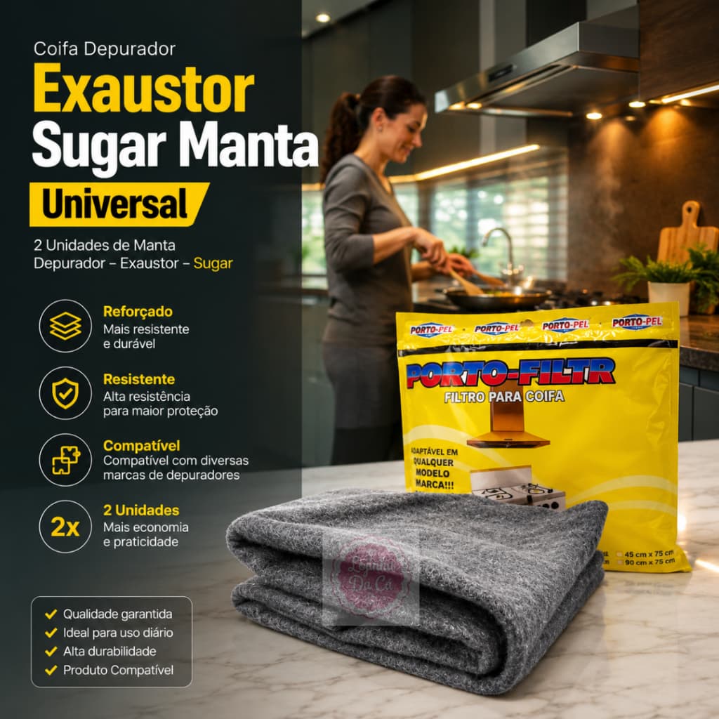 Filtro Manta Para Coifa Depurador Exaustor Sugar Universal - Pacote com 2 unidades