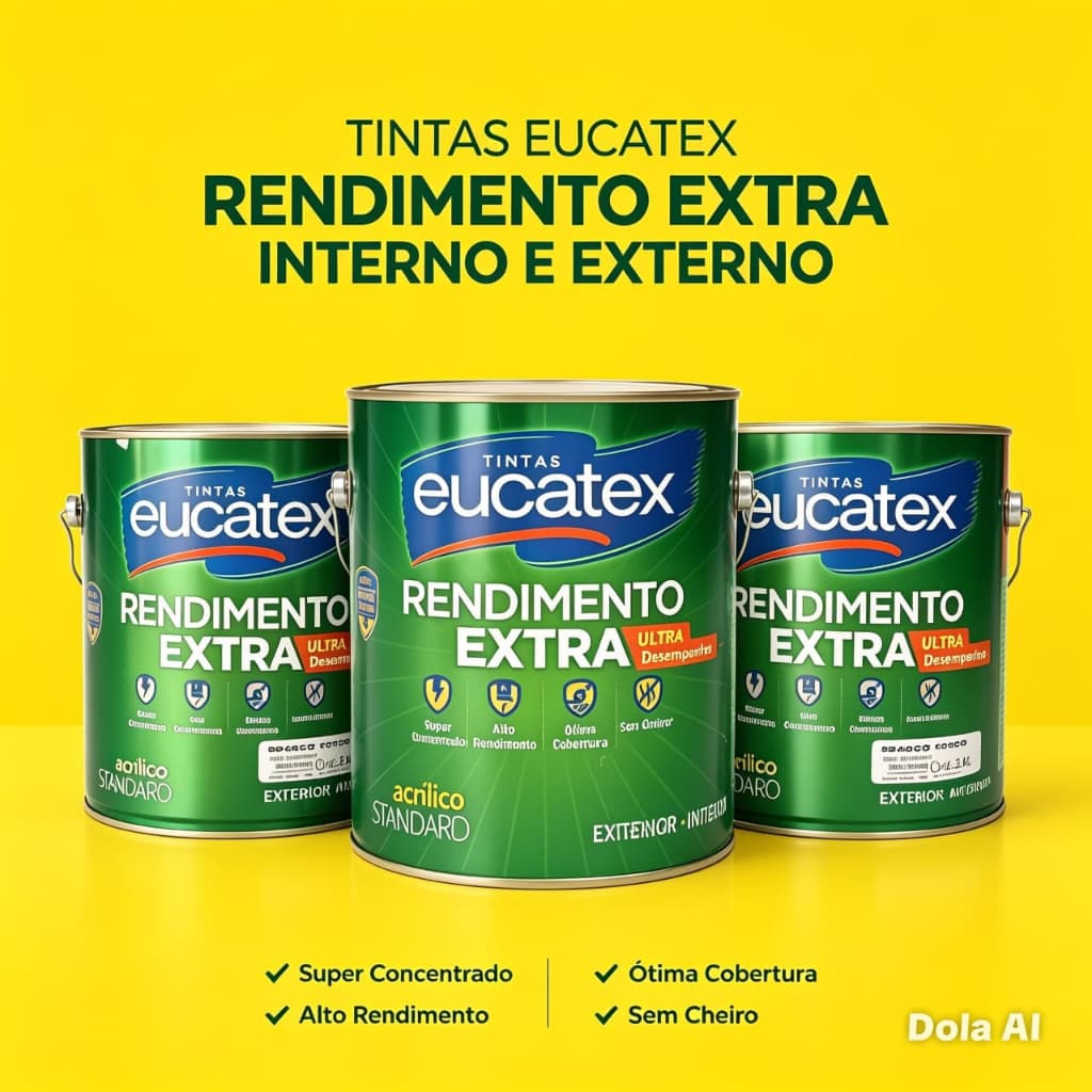 Eucatex Tinta alto Rendimento Extra 3,6L Concentrado Paredes Tetos Interno Externo Varias Cores
