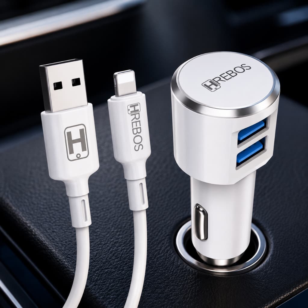 Carregador Veicular Para Lightning Duas Entradas USB 3.4A Hrebos HS-158i