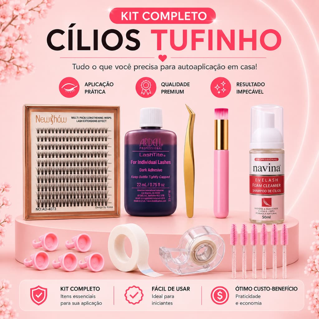 Cilios Tufinho Tufo Kit New Show Lashine Cola Fria Ardell Salon Pro Lanell