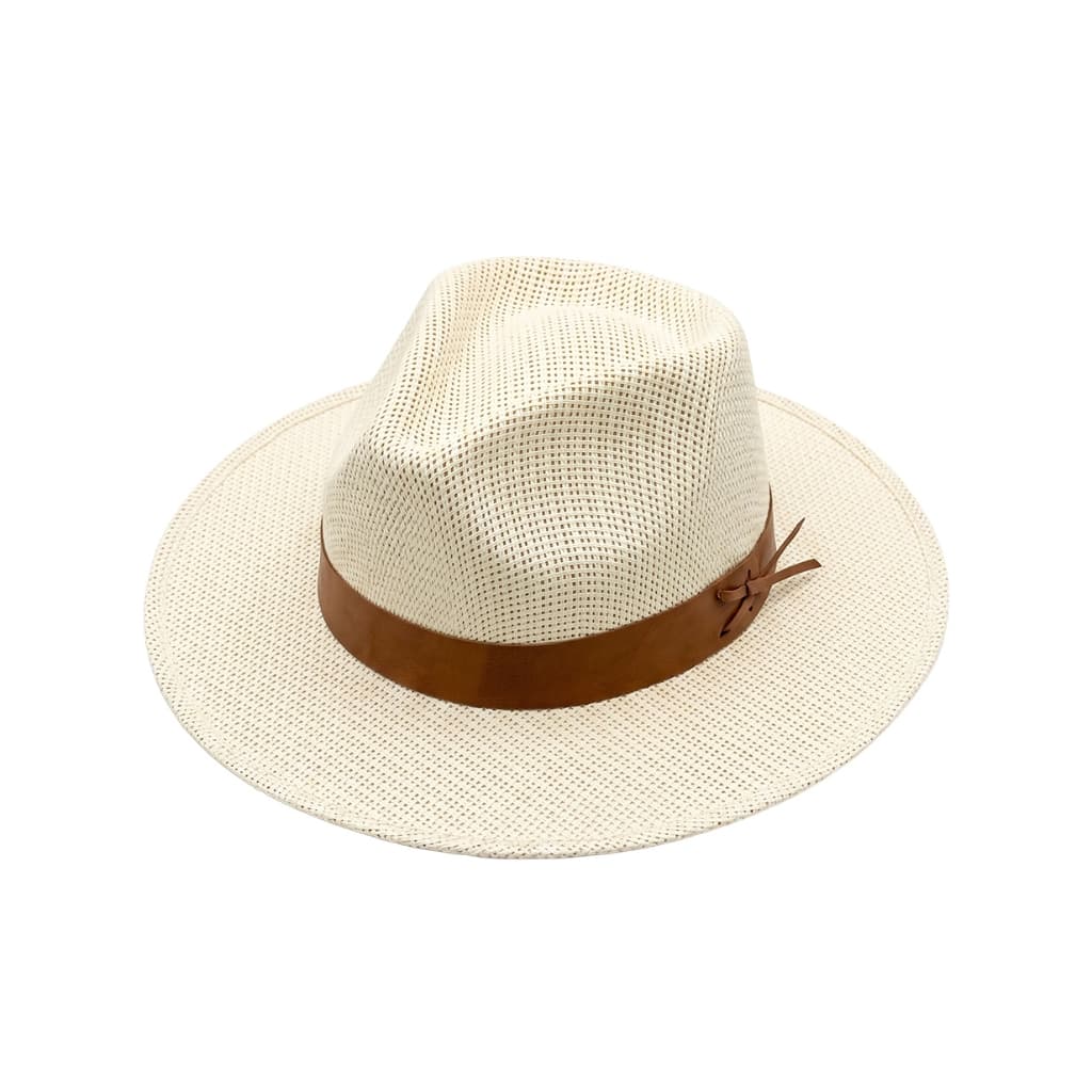 Chapéu Panamá Aba Larga Shantung Com Faixa Couro Casual Masculino Feminino Elegante Country