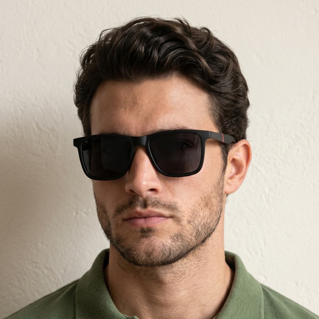 Óculos de Sol Quadrado Escuro Premium Polarizado Pesca Classico Anti reflexo Basico uv400 Masculino