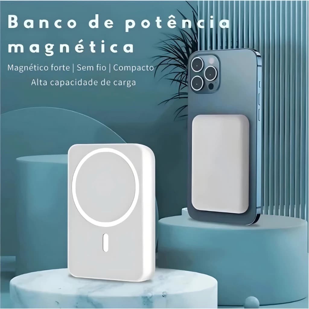 Carregador Portátil Indução para iPhone/Android por Magsafe Sem fio Bateria Carga 3000mah/5000mah/7000mah