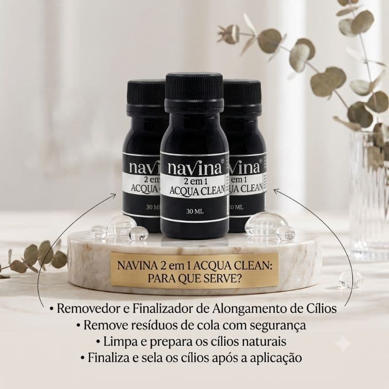 Acqua Clean 2 em 1 Navina 30ml - Loção Limpeza De Cílios