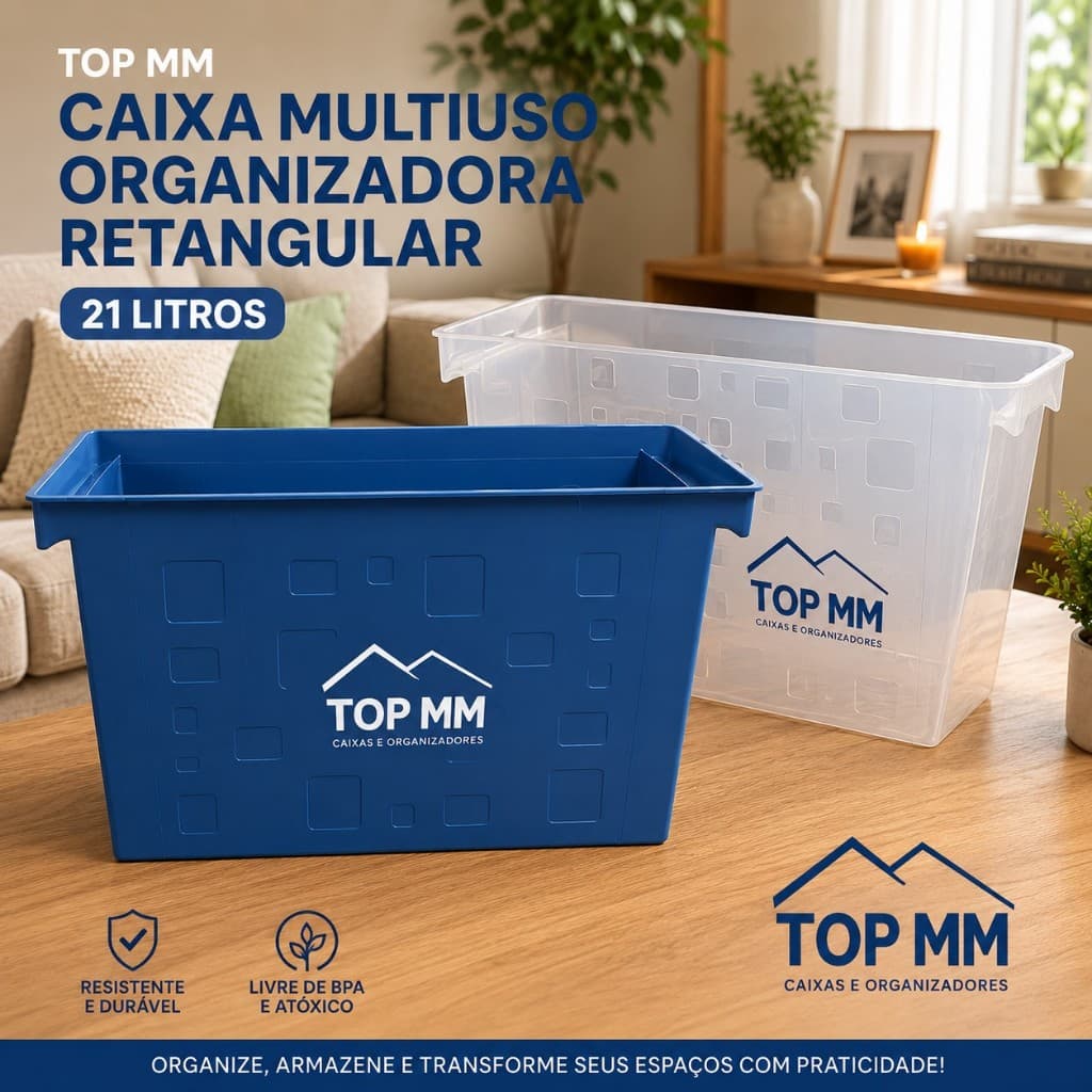 Caixa Multiuso Organizadora Retangular 21 Litros 2 cores