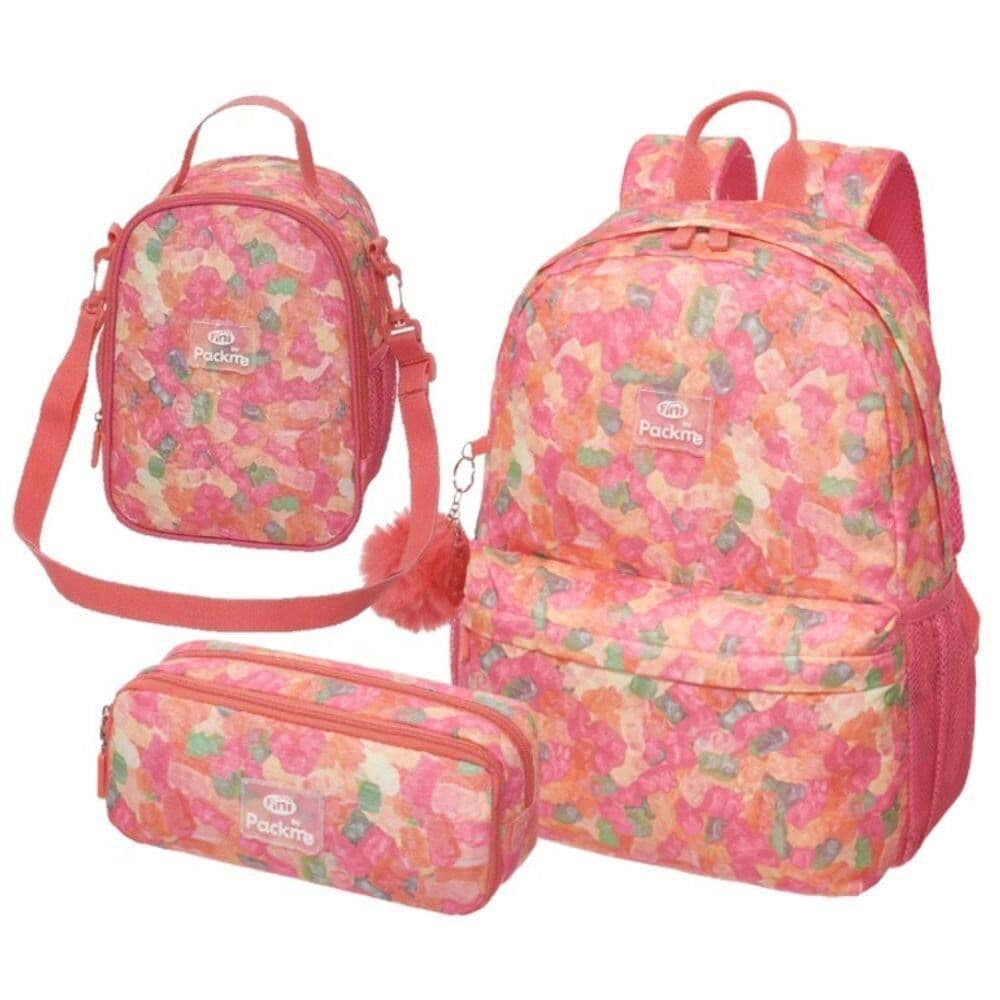 Kit Escolar Fini by Packme Pacific Mochila Costas + Lancheira + Estojo Duplo Original