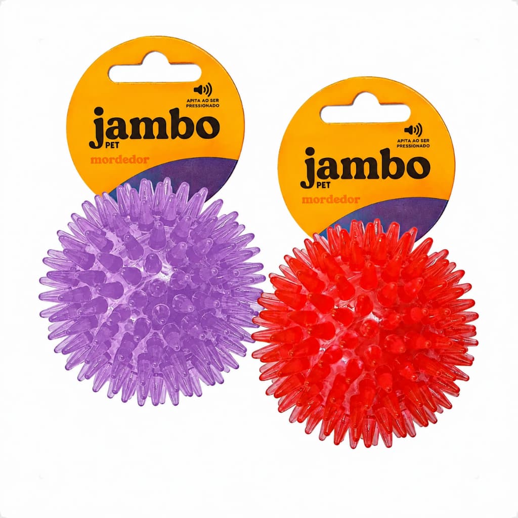 Bolinha Jambo de LED e Som Ouriço/Cravo para Cachorro - Interativa - Cor Sortida - Brinquedo para Pets