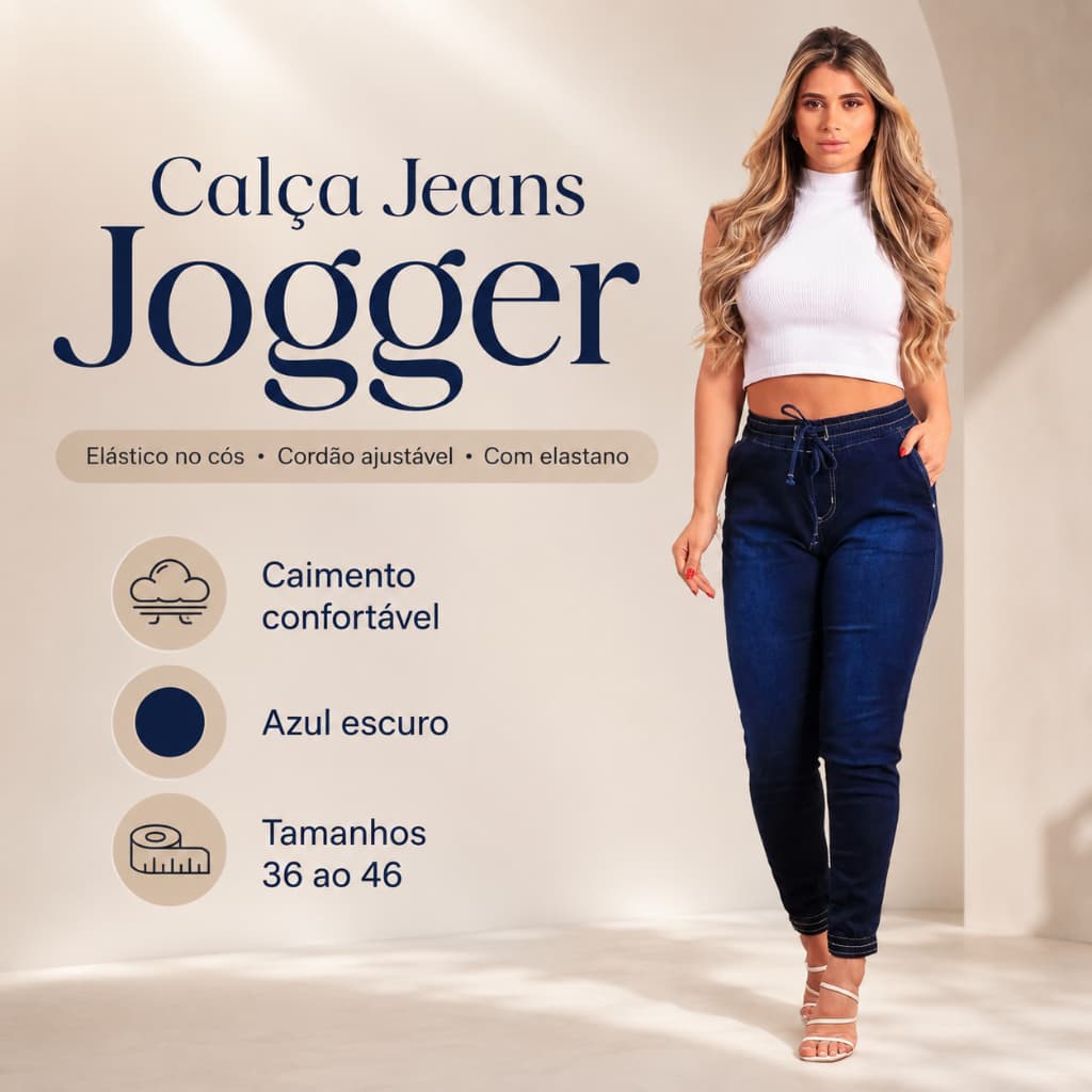 Calça jogguer feminina com elástico no cos e cordão ajustável premium